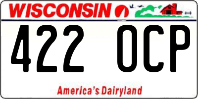 WI license plate 422OCP