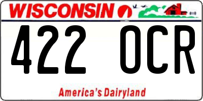 WI license plate 422OCR