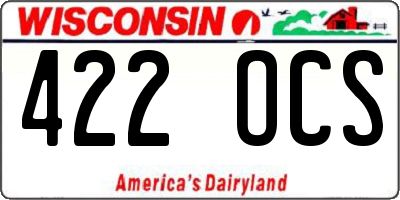 WI license plate 422OCS