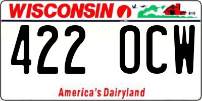 WI license plate 422OCW