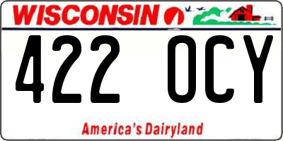 WI license plate 422OCY