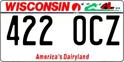 WI license plate 422OCZ