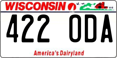 WI license plate 422ODA