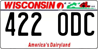 WI license plate 422ODC