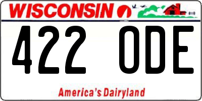 WI license plate 422ODE