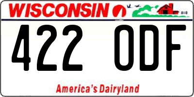 WI license plate 422ODF