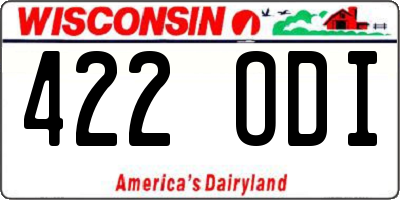 WI license plate 422ODI