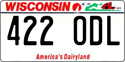 WI license plate 422ODL