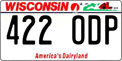 WI license plate 422ODP