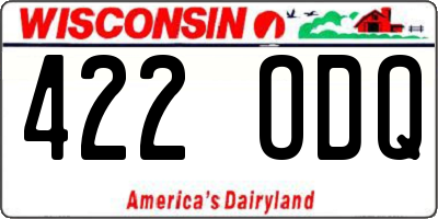 WI license plate 422ODQ