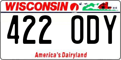 WI license plate 422ODY