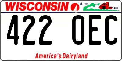 WI license plate 422OEC