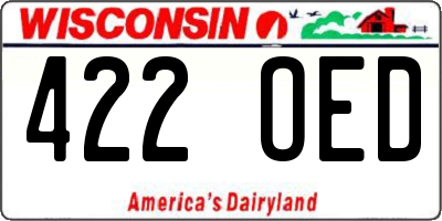 WI license plate 422OED