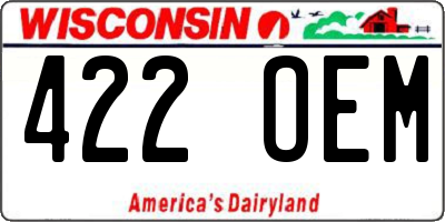 WI license plate 422OEM