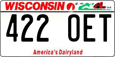 WI license plate 422OET