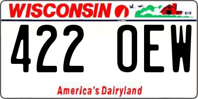 WI license plate 422OEW
