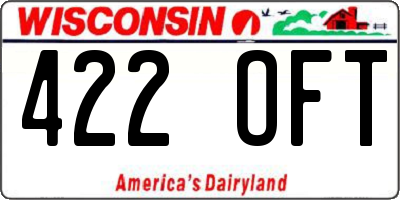 WI license plate 422OFT
