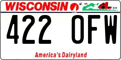 WI license plate 422OFW