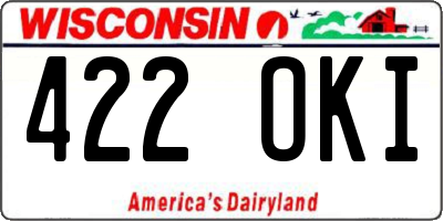 WI license plate 422OKI