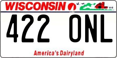 WI license plate 422ONL