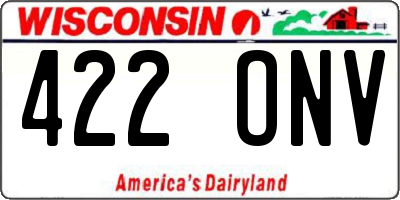 WI license plate 422ONV