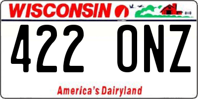WI license plate 422ONZ