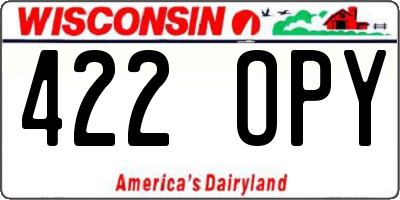 WI license plate 422OPY