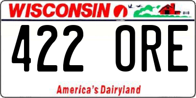 WI license plate 422ORE