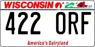 WI license plate 422ORF