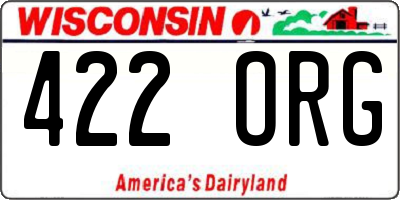 WI license plate 422ORG
