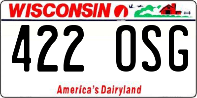 WI license plate 422OSG