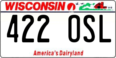 WI license plate 422OSL