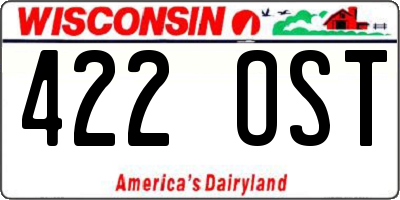WI license plate 422OST