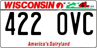 WI license plate 422OVC