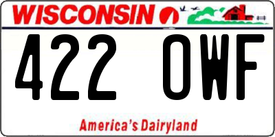 WI license plate 422OWF