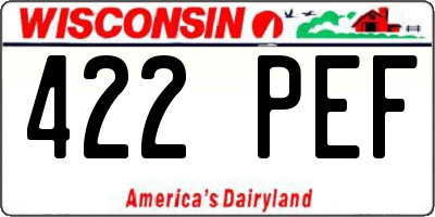 WI license plate 422PEF