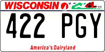WI license plate 422PGY