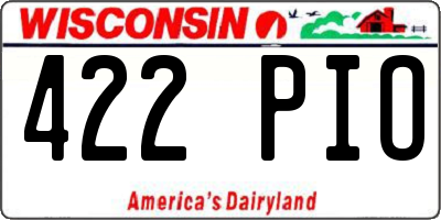 WI license plate 422PIO