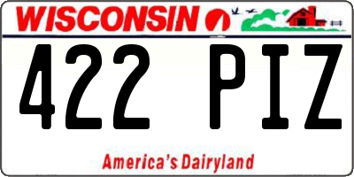 WI license plate 422PIZ