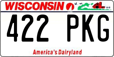 WI license plate 422PKG