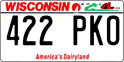 WI license plate 422PKO