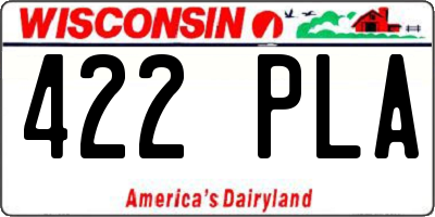 WI license plate 422PLA