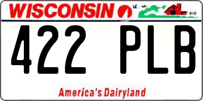 WI license plate 422PLB