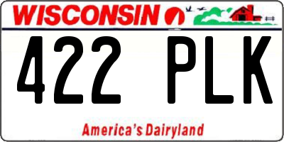 WI license plate 422PLK
