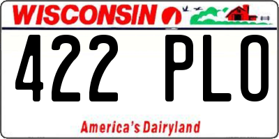 WI license plate 422PLO