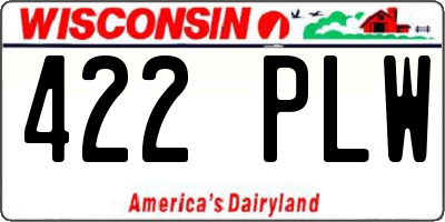 WI license plate 422PLW