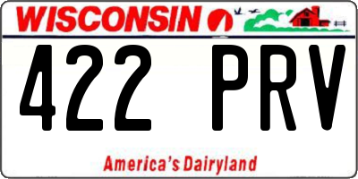 WI license plate 422PRV