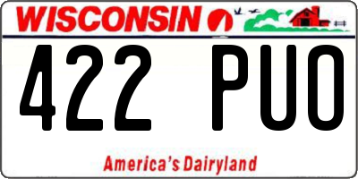 WI license plate 422PUO