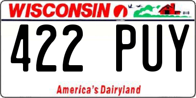 WI license plate 422PUY