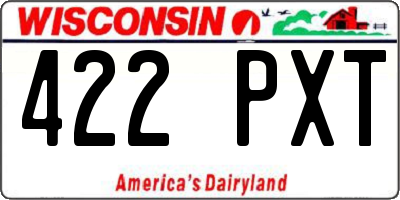 WI license plate 422PXT